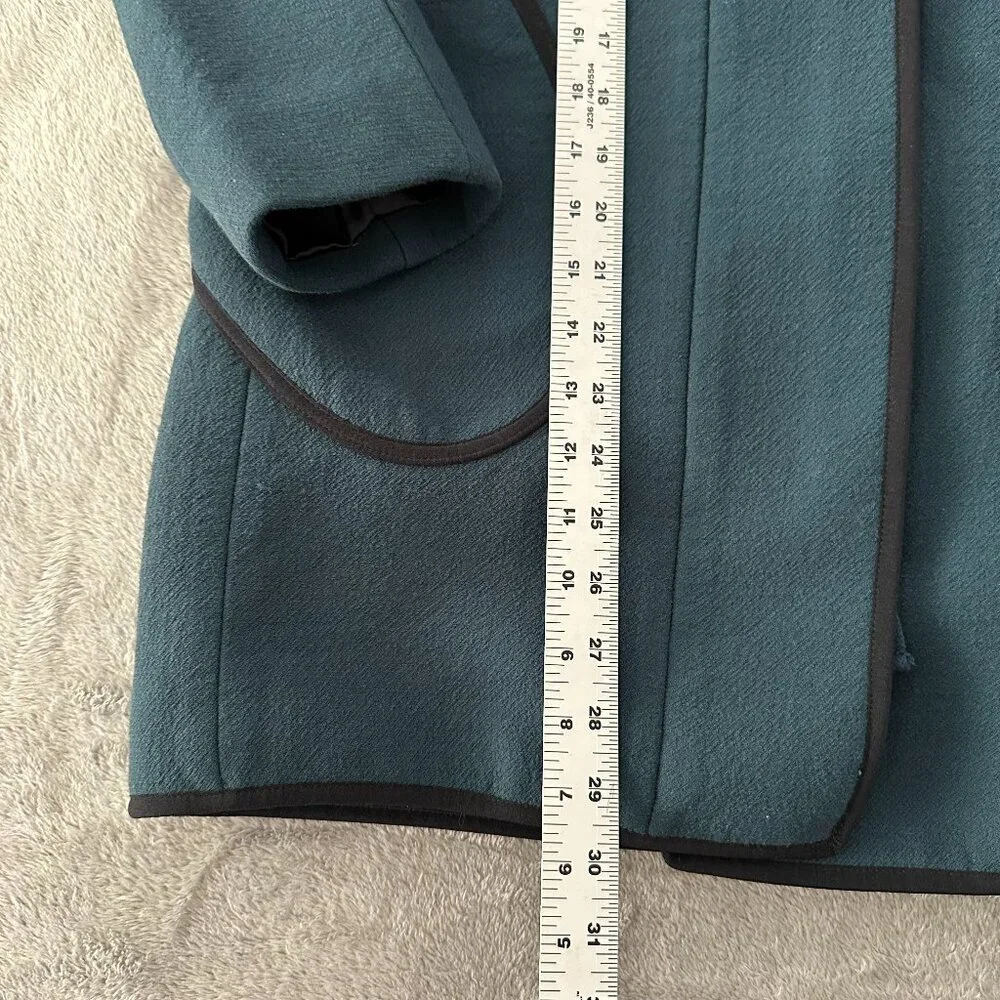 J. Crew Double Cloth Tipped Patch Pocket Wool Coat Blue Women's 00 - Picture 4 of 7